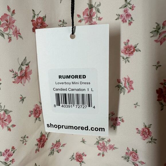 Rumored Loverboy Mini Dress Candied Carnation Light Floral Size Large - Picture 6 of 10